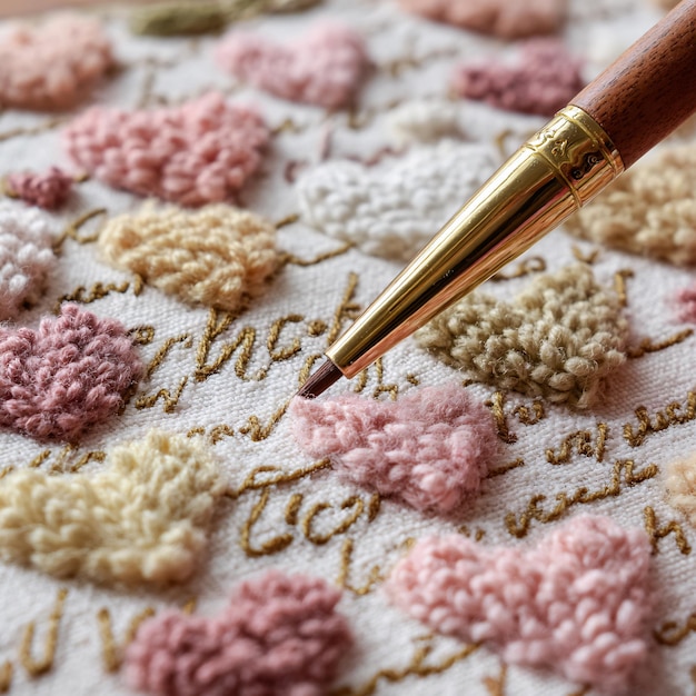 Close-up of embroidered lettering