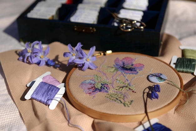 Three bundled embroidery kits